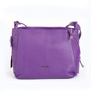 Ежедневна дамска чанта от естествена в лилав цвят Amanda снимка