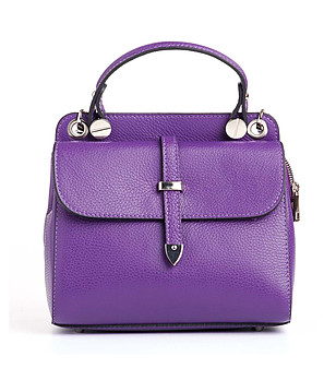 Дамска чанта в лилав нюанс от естествена кожа с къса дръжка Jelly снимка