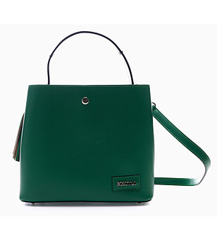 Елегантна дамска чанта в зелен цвят от естествена кожа Ismena снимка