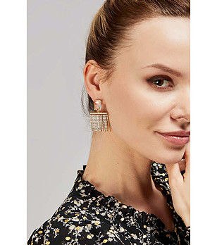 Златисти дамски обеци с камъчета Zosia снимка