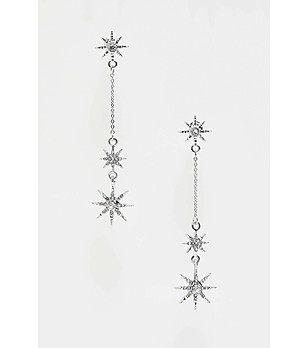 Сребристи дамски висящи обеци Hettie снимка