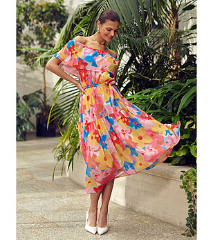 Многоцветна рокля с флорален принт Julia снимка