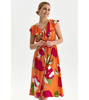 Оранжева рокля с флорален принт Ziza снимка