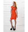 Елегантна рокля в оранжев цвят с декорация-0 снимка