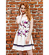 Елегантна рокля в цвят крем с флорални мотиви-2 снимка