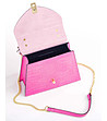 Елегантна дамска чанта в розов нюанс от естествена кожа с верижка-2 снимка