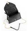 Елегантна дамска чанта в черен цвят от естествена кожа с верижка-3 снимка