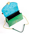 Елегантна дамска чанта в зелен нюанс от естествена кожа с верижка-2 снимка