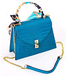 Елегантна дамска чанта в син нюанс от естествена кожа с верижка-3 снимка