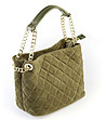 Дамска чанта от естествена кожа в зелен нюанс Dezela-4 снимка