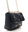 Черна дамска кожена чанта със златисти детайли Lisette-3 снимка