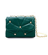 Тъмнозелена дамска кожена чанта със златисти детайли Lisette-1 снимка