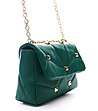 Тъмнозелена дамска кожена чанта със златисти детайли Lisette-3 снимка