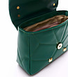 Тъмнозелена дамска кожена чанта със златисти детайли Lisette-4 снимка