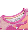 Детска памучна тениска с камуфлажен принт в розови нюанси-3 снимка