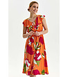 Оранжева рокля с флорален принт Ziza-0 снимка