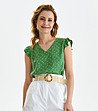 Дамска блуза в зелен нюанс с принт точки Indila-0 снимка
