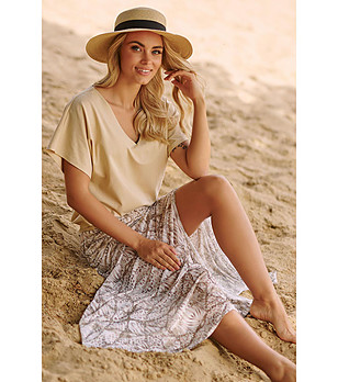 Дамска памучна блуза в пясъчен нюанс Velina снимка