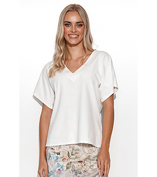 Дамска памучна блуза в нюанс на цвят крем Velina снимка