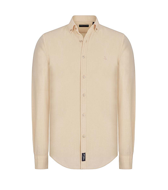 Бежова памучна мъжка риза Tom снимка