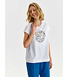 Памучна бяла дамска тениска Savina-0 снимка