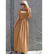 Дълга рокля в цвят камел Folowia-2 снимка