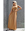 Дълга рокля в цвят камел Folowia-4 снимка