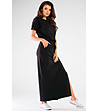 Дълга памучна рокля в черен цвят-2 снимка