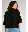 Дамска памучна широка черна блуза Netta-4 снимка