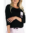Дамска памучна пижама в черно и светлорозово Ashley-2 снимка