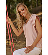 Дамска памучна блуза в цвят пудра Velina-2 снимка
