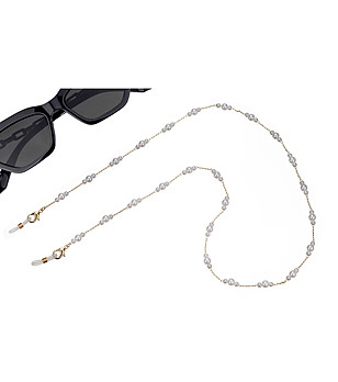 Верижка за очила в златисто и бели перли Avery снимка