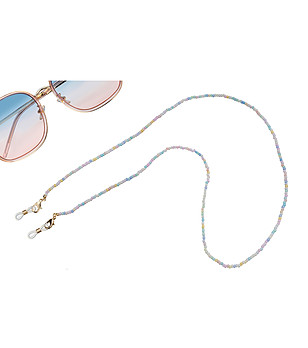 Многоцветна верижка за очила с преобладаващо розово и синьо Nora снимка