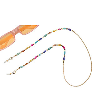 Верижка за очила в златисто с ефектни многоцветни мъниста Ellie снимка