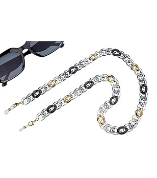 Верижка за очила с прозрачни, златисти, сиви и черни елементи Violet снимка