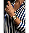 Дамски часовник в златисто с ефектна кожена каишка Mona-1 снимка