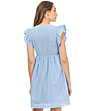 Светлосиня памучна рокля с ефектни флорални перфорации-1 снимка