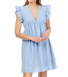 Светлосиня памучна рокля с ефектни флорални перфорации-3 снимка