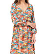 Ефектна многоцветна рокля от изкуствена коприна-2 снимка