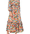 Ефектна многоцветна рокля от изкуствена коприна-3 снимка