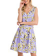 Елегантна лилава рокля с контрастен принт-3 снимка