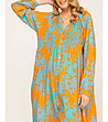 Ефектна овърсайз рокля в синьо и оранжево-2 снимка