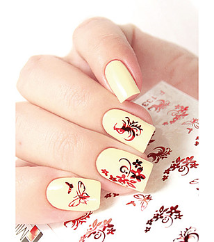 Стикери за нокти Red Flowers снимка