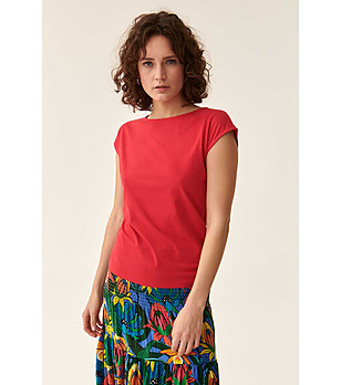 Червена дамска тениска от органичен памук снимка