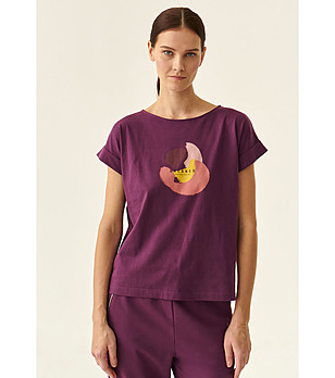 Памучна лилава дамска тениска Sani снимка