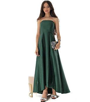 Сатенирана рокля Londa в тъмнозелен нюанс снимка