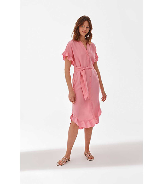 Розова рокля с къдрички снимка