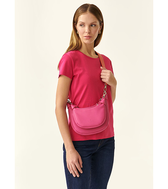 Дамска чанта в розово от 2 части снимка