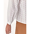 Бяла памучна дамска риза от английска дантела-4 снимка