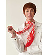 Дамски шал от естествена коприна в червено и бяло-0 снимка